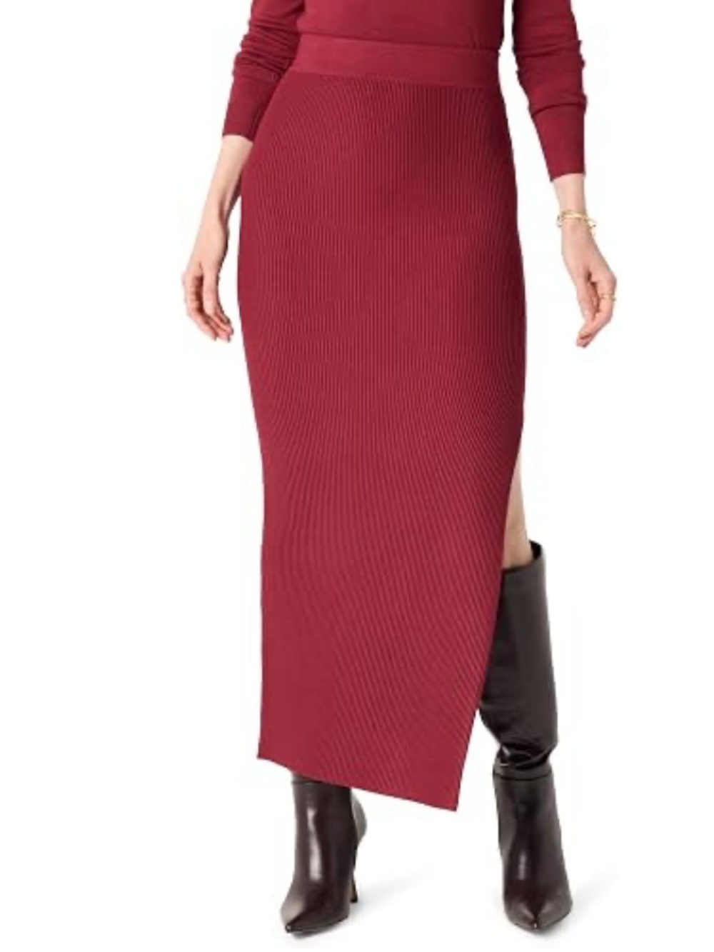 The Drop Tyler Ribbed Sweater Skirt - Color Tibetan Red - Sz Medium